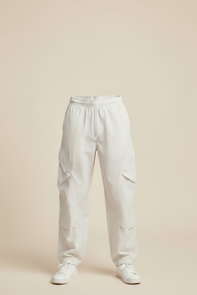 Pantalon Parachute Beige Cargo Ample Décontracté Léger - Polyester - vue 3