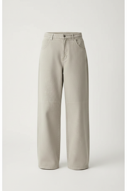 Pantalon Parachute Gris Ample Coton Décontracté Femme - Toile - vue 3