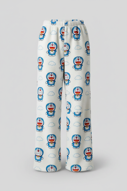 Pantalon Parachute Blanc Polaire Ample Doraemon - Molleton - vue 2