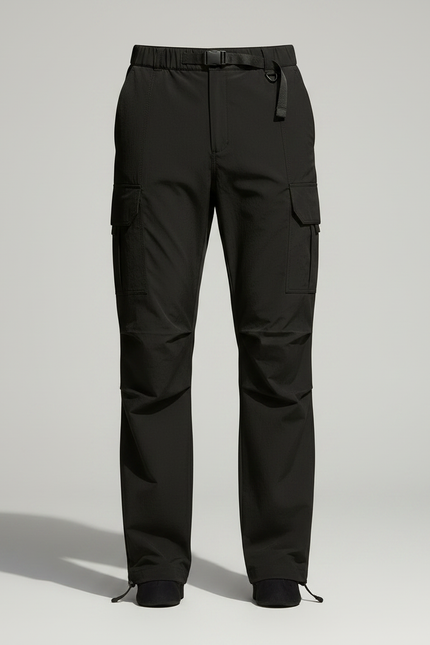 Pantalon Parachute Noir Cargo Multipoches Décontracté Homme - Polyester - vue 3
