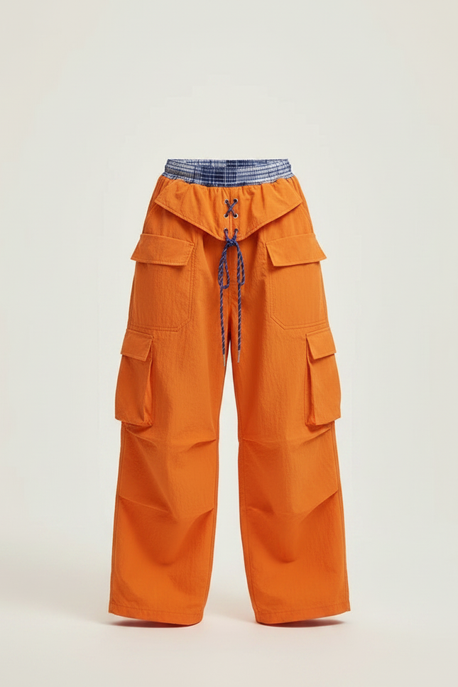 Pantalon Parachute Orange Ample Cargo Enfant - Polyester - vue 3