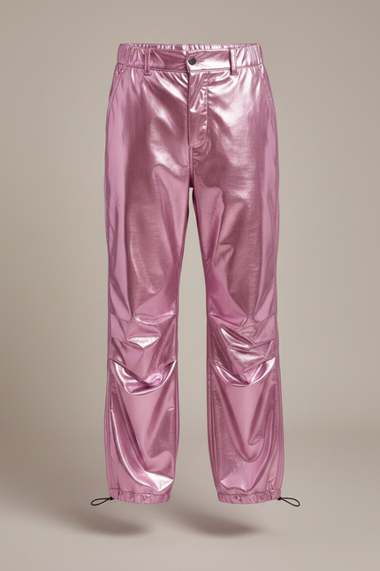Pantalon Parachute Métallique Rose Ample Scintillant Garçon - Polyester - vue 3