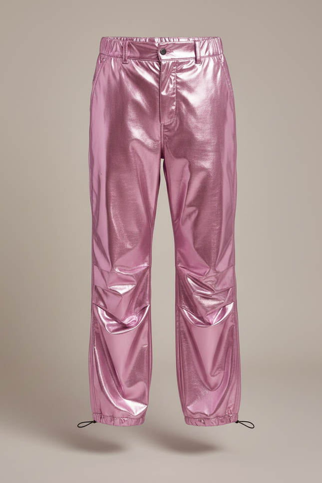 Pantalon Parachute Métallique Rose Ample Scintillant Garçon - Polyester - vue 3
