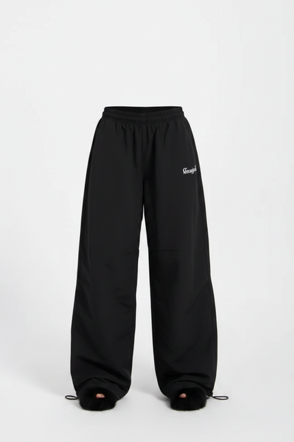 Pantalon Parachute Noir Ample Décontracté Streetwear Femme - Polyester - vue 3