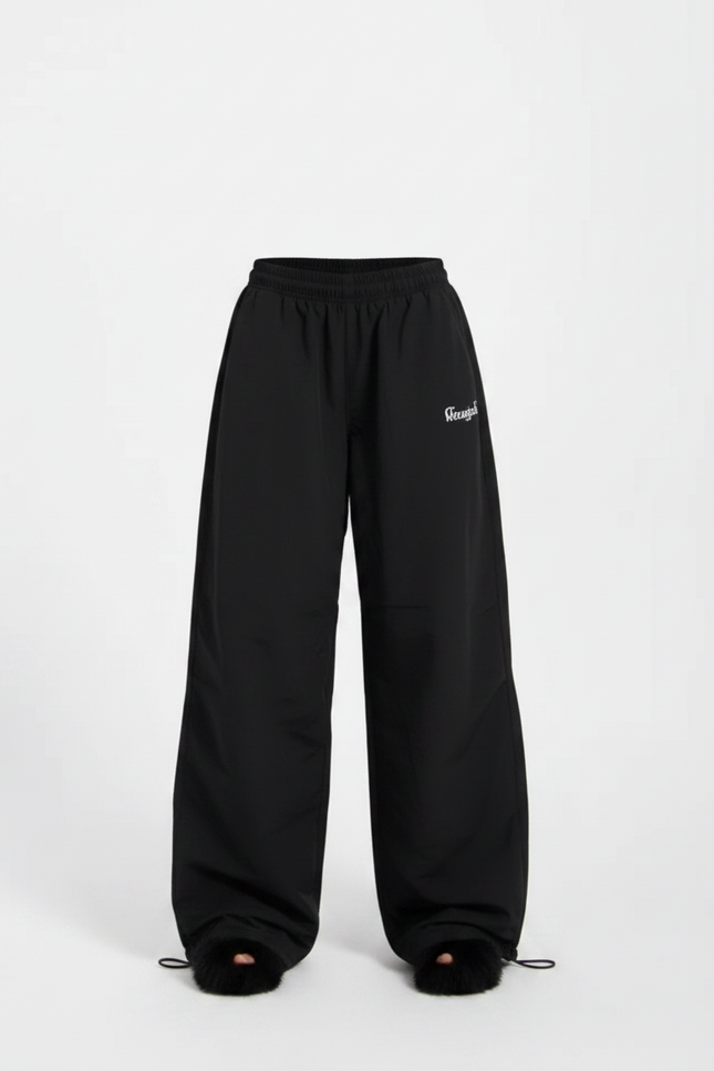 Pantalon Parachute Noir Ample Décontracté Streetwear Femme - Polyester - vue 3