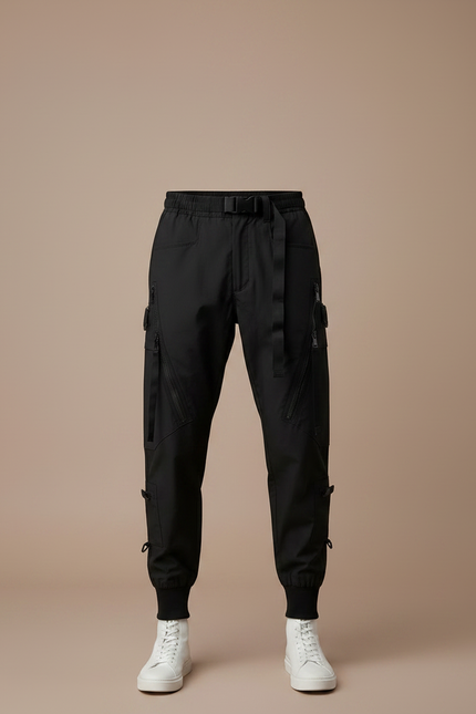 Pantalon Parachute Noir Cargo Multipoches Fonctionnel Homme - Polyester - vue 3