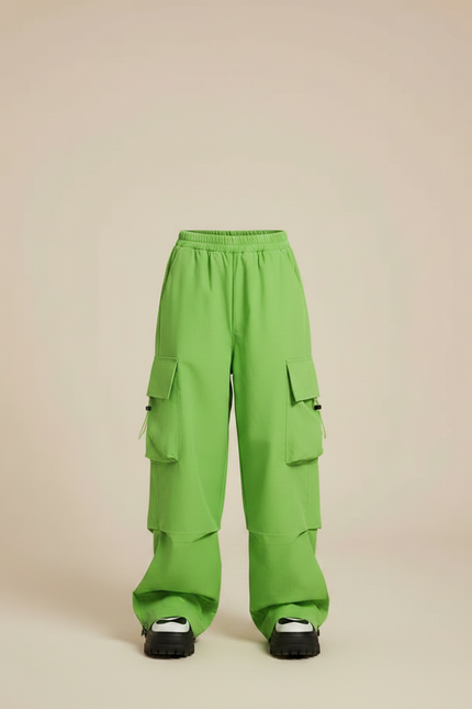 Pantalon Parachute Vert Cargo Ample Décontracté Fille - Polyester - vue 3