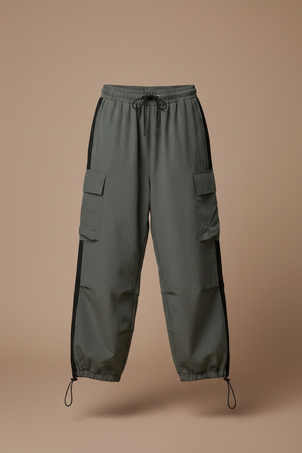 Pantalon Parachute Kaki Ample Cargo Confortable Fille - Polyester - vue 3