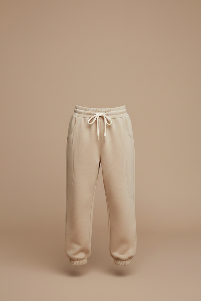 Pantalon Parachute Beige Ample Molleton Décontracté Enfant - vue 3