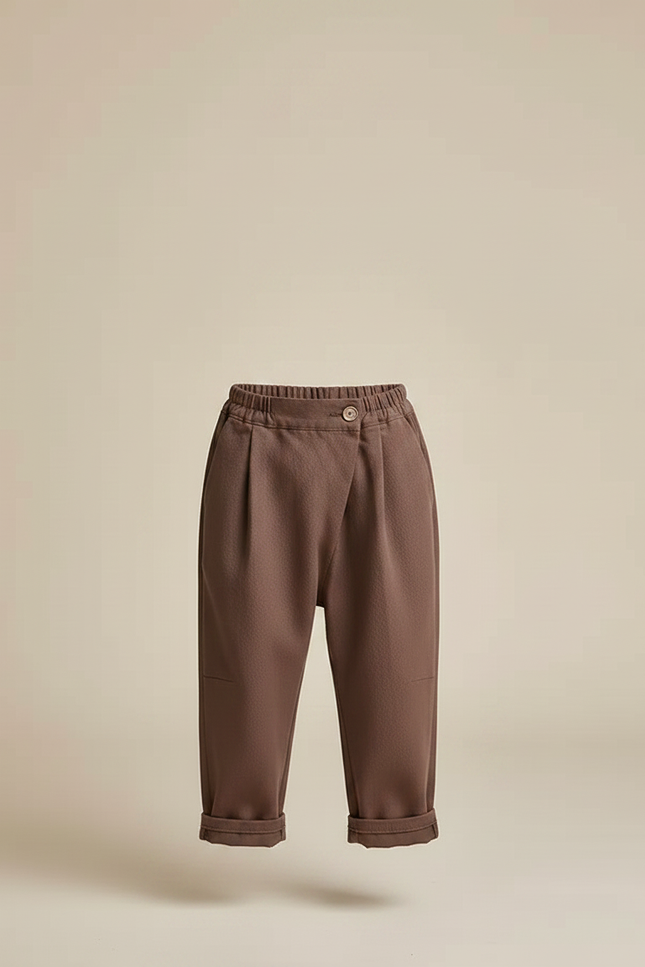 Pantalon Parachute Marron Ample Coton Décontracté Enfant - vue 3