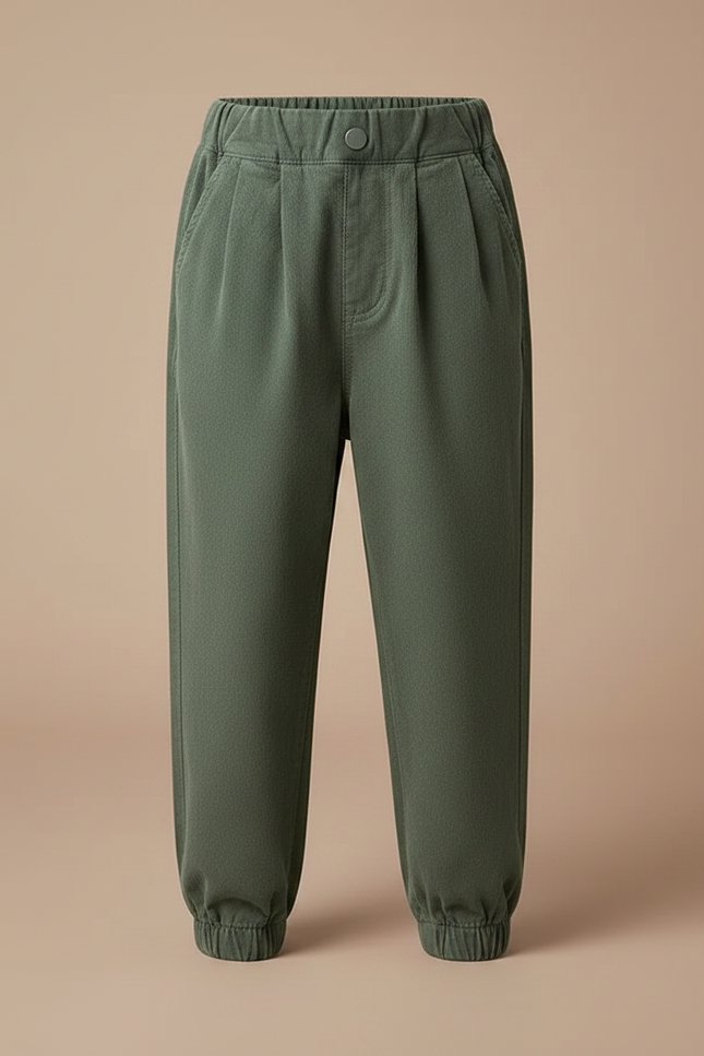 Pantalon Parachute Vert Côtelé Ample Garçon Décontracté - Cordé - vue 3