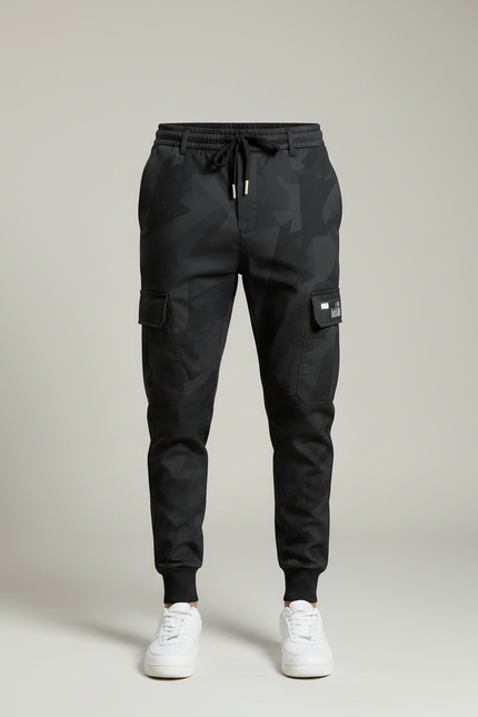 Pantalon Parachute Camouflage Noir Ample Coton Homme - Polyester - vue 3