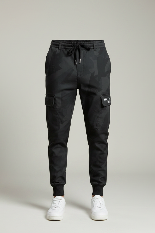 Pantalon Parachute Camouflage Noir Ample Coton Homme - Polyester - vue 3