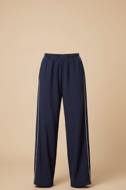 Pantalon Parachute Bleu Marine Ample Rayures Blanches - Polyester - vue 3