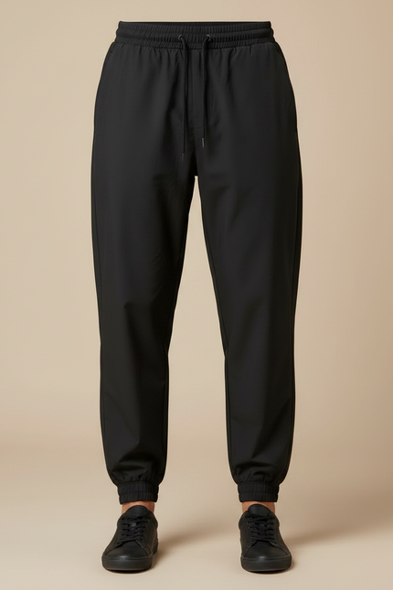 Pantalon Parachute Noir Ample Cordon Homme Coton - Polyester - vue 3