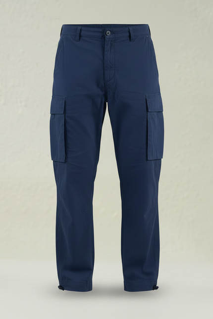 Pantalon Parachute Bleu Marine Ample Cargo Coton Homme - vue 3