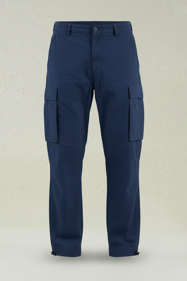 Pantalon Parachute Bleu Marine Ample Cargo Coton Homme - vue 3