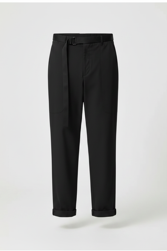 Pantalon Parachute Noir Ample Ceinture Décontracté Homme - Gabardine - vue 3