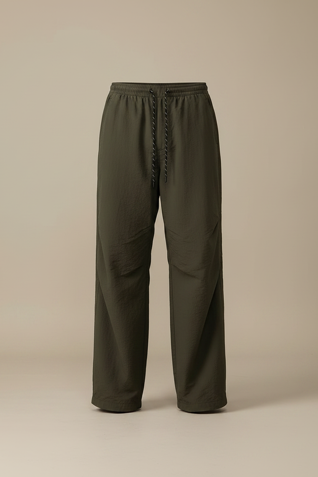 Pantalon Parachute Kaki Ample Cordon Décontracté Homme - Polyester - vue 3