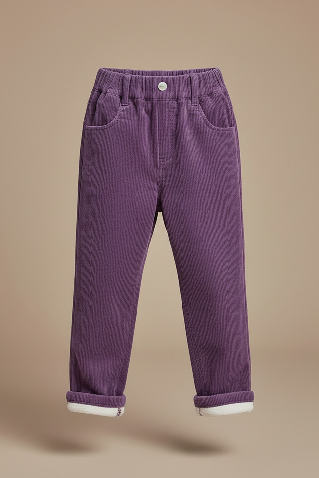 Pantalon Parachute Violet Côtelé Ample Élastiqué Enfant - Cordé - vue 3