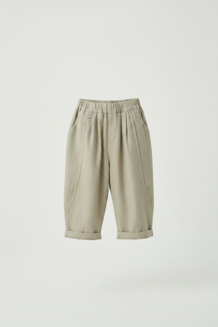 Pantalon Parachute Enfant Coton Ample Beige Rétro - vue 3