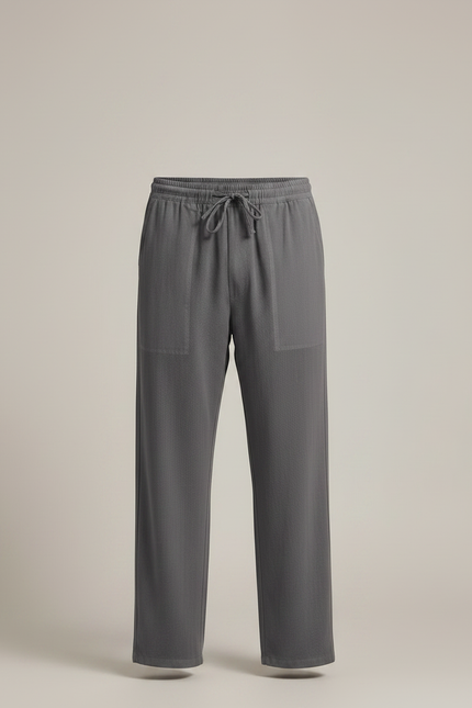 Pantalon Parachute Gris Coton Lin Ample Homme - vue 3