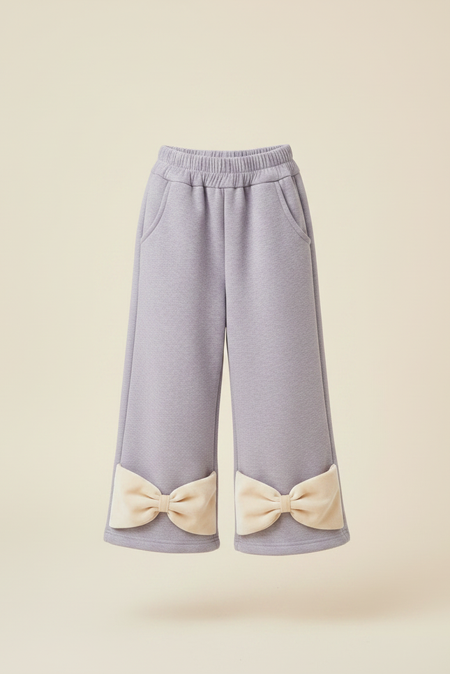 Pantalon Parachute Enfant Molleton Ample Nœuds Papillon - Violet - vue 3