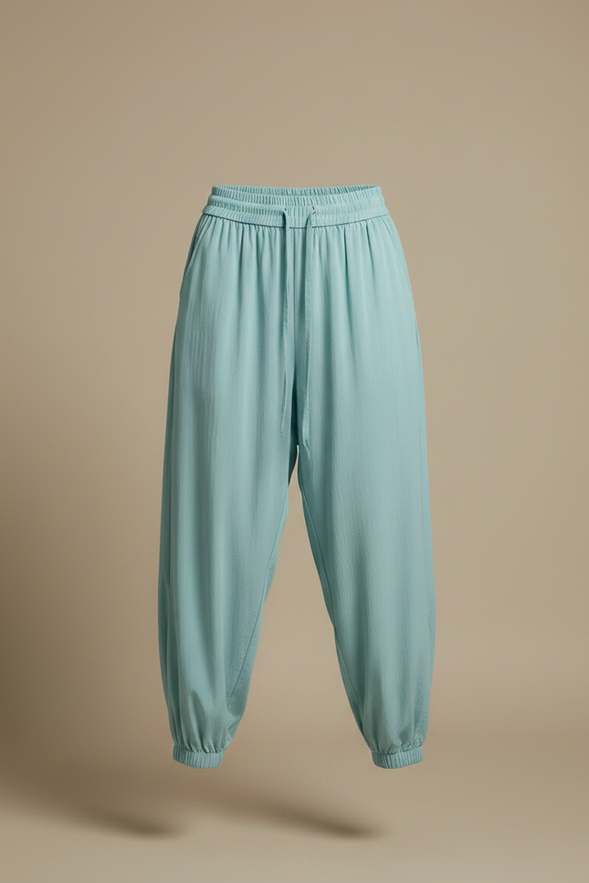 Pantalon Parachute Bleu Ciel Fluide Ample Décontracté - Viscose - vue 3