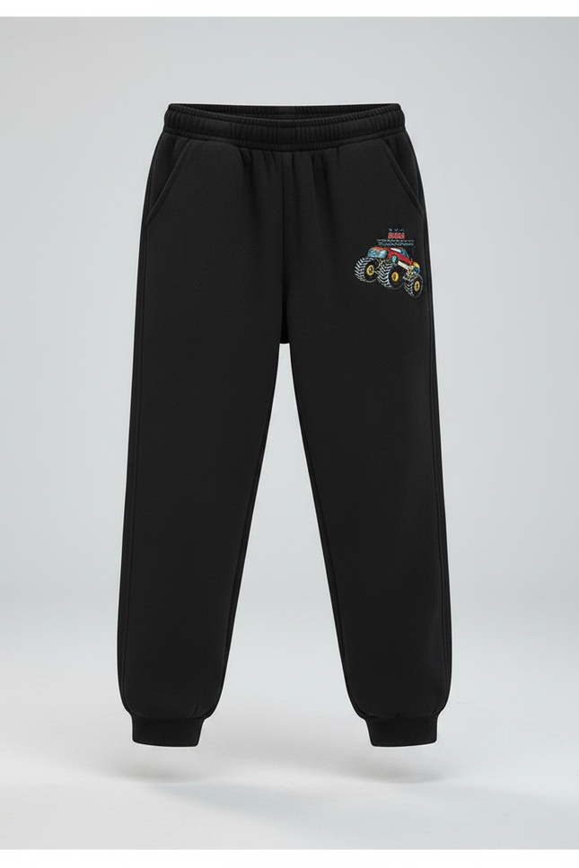Pantalon Parachute Molleton Imprimé Garçon Sport Décontracté - Noir - vue 3