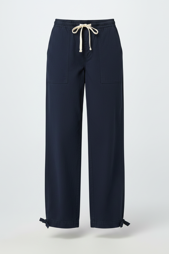 Pantalon Parachute Marine Ample Cordon Décontracté Femme - Toile - vue 3