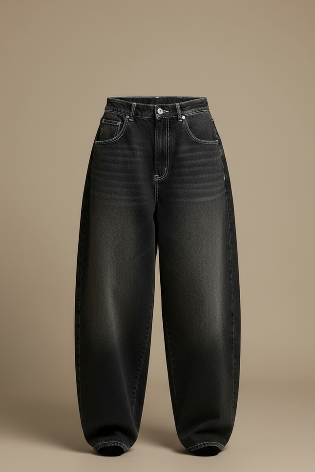 Pantalon Parachute Noir Délavé Ample Denim Y2K - Gris Jean - vue 3