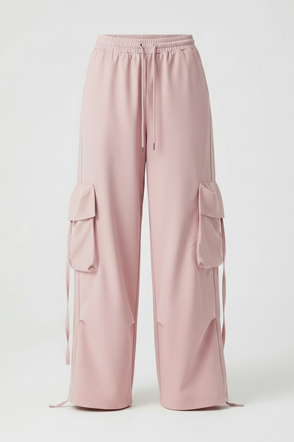Pantalon Parachute Rose Cargo Ample Confortable Décontracté - Polyester - vue 3