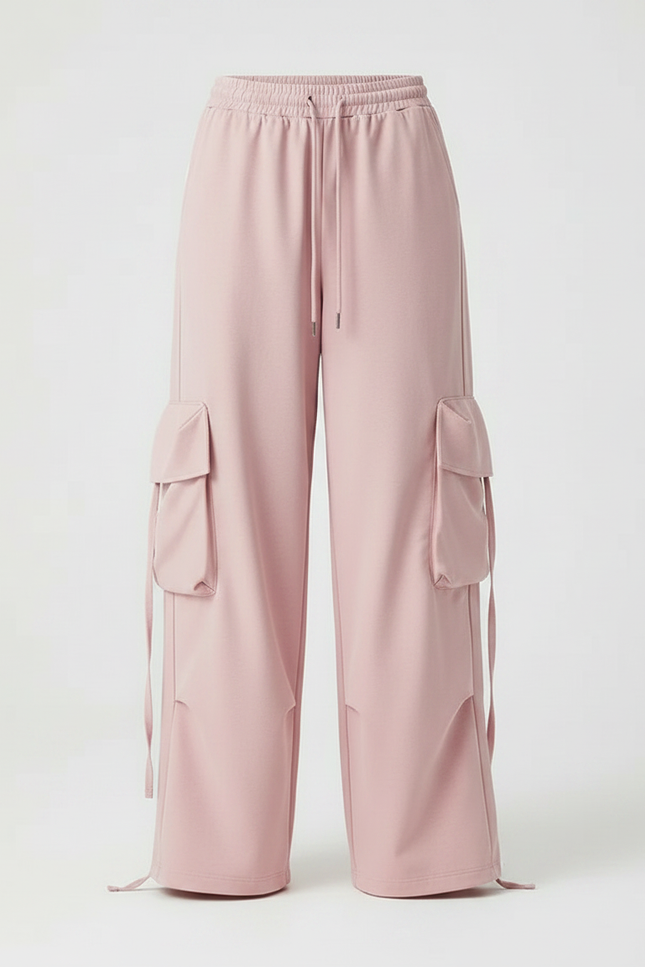 Pantalon Parachute Rose Cargo Ample Confortable Décontracté - Polyester - vue 3