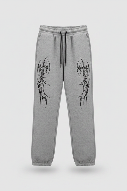 Pantalon Parachute Gris Imprimé Streetwear Garçon Ample - Molleton - vue 3