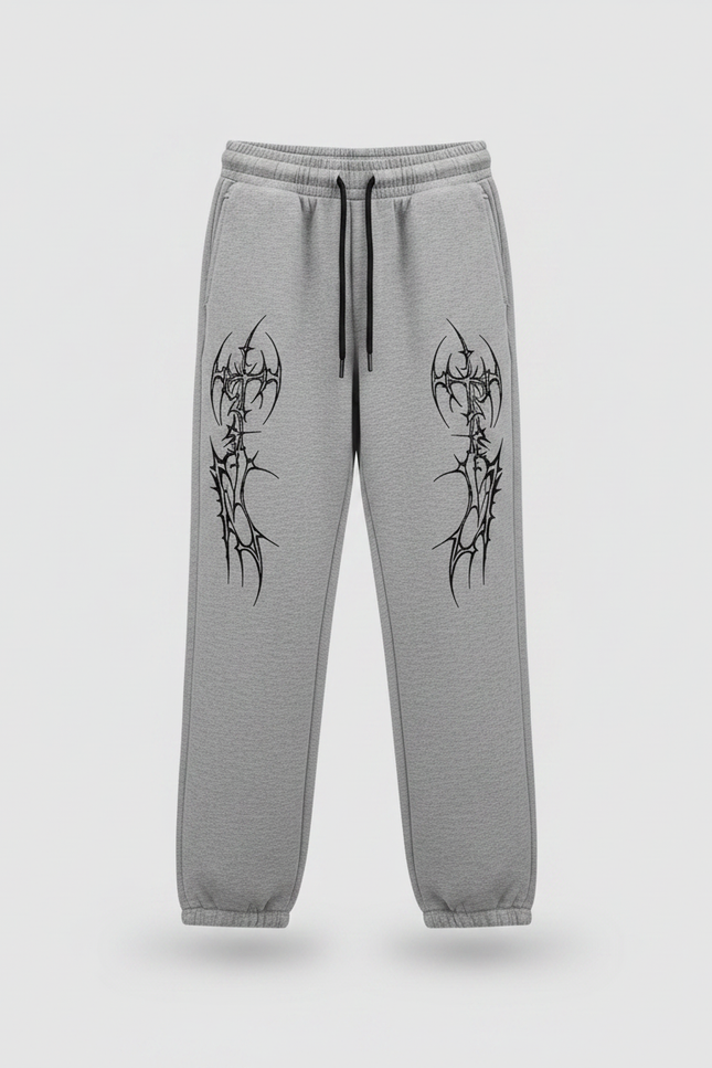 Pantalon Parachute Gris Imprimé Streetwear Garçon Ample - Molleton - vue 3