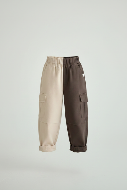 Pantalon Parachute Bicolore Coton Ample Cargo Enfant - Multicolore - vue 3