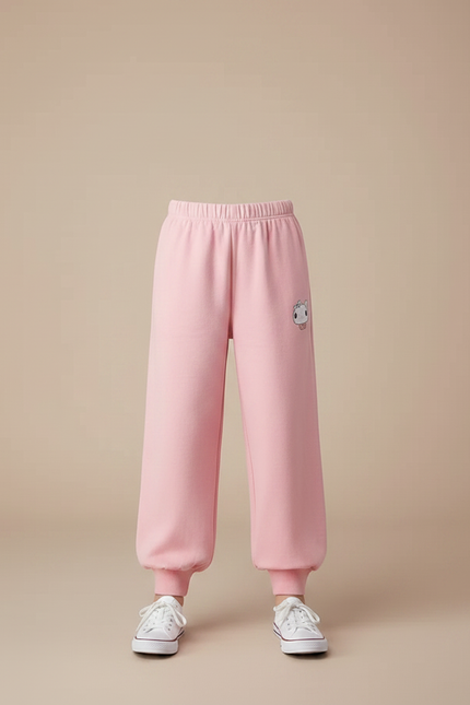 Pantalon Parachute Rose Ample Coton Enfant Sportif - Molleton - vue 3