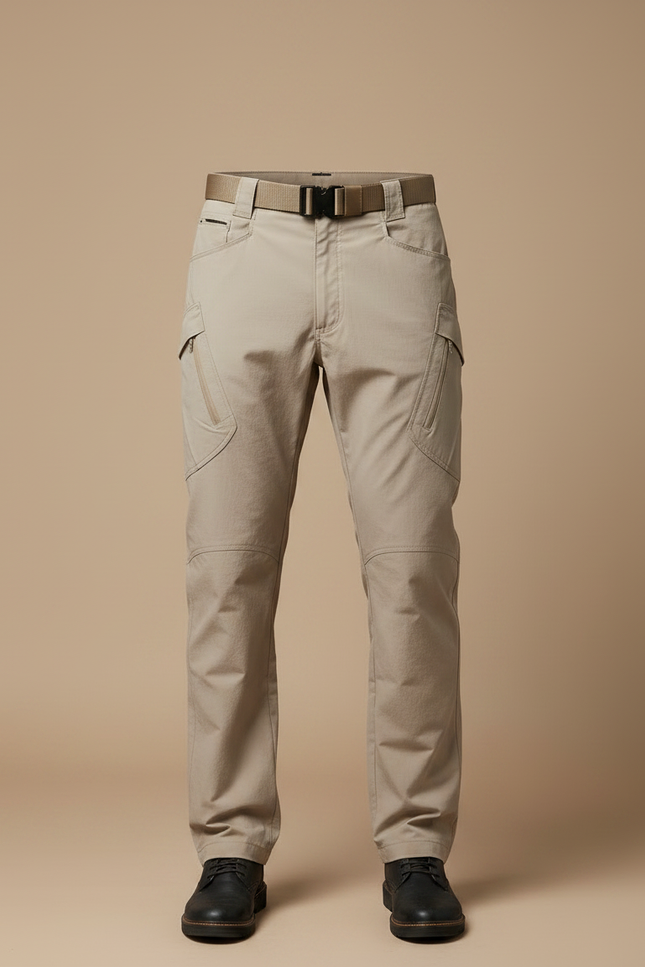 Pantalon Parachute Beige Cargo Tactique Robuste Homme - Polyester - vue 3