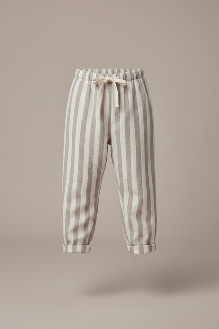 Pantalon Parachute Rayé Beige Coton Ample Enfant - vue 3