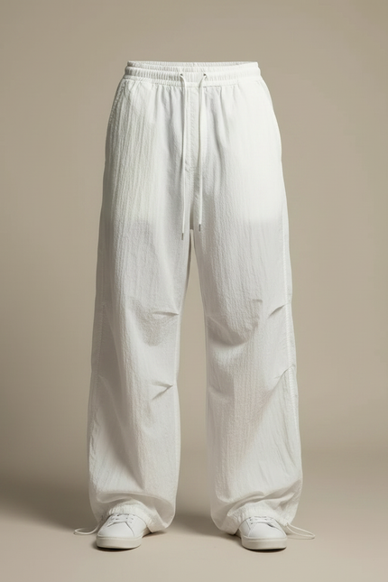 Pantalon Parachute Blanc Ample Décontracté Léger Homme - Polyester - vue 3