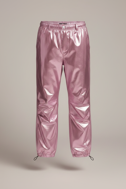 Pantalon Parachute Rose Métallisé Ample Enfant Brillant - Polyester - vue 3