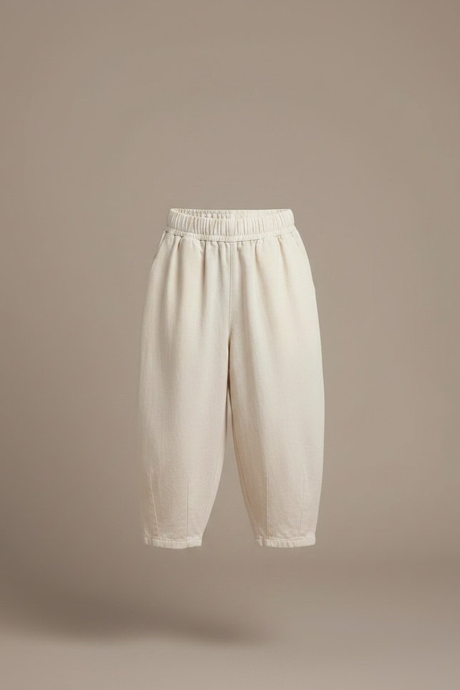 Pantalon Parachute Beige Ample Coton Élastiqué Enfant - vue 3