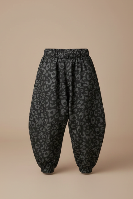 Pantalon Parachute Gris Imprimé Léopard Ample Enfant - Molleton - vue 3