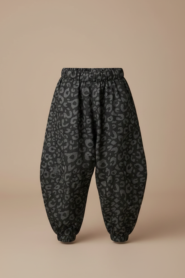 Pantalon Parachute Gris Imprimé Léopard Ample Enfant - Molleton - vue 3