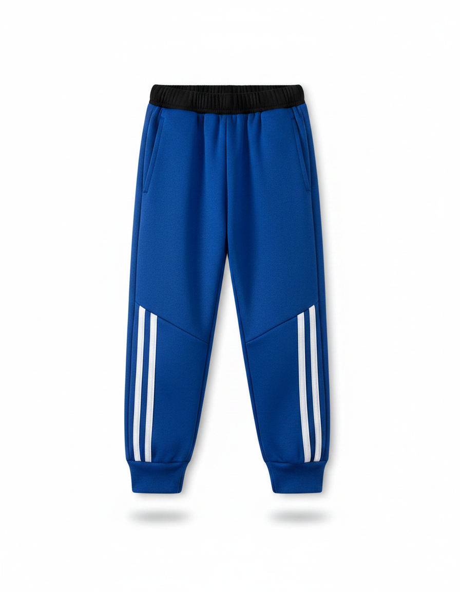 Pantalon Parachute Bleu Sportif Rayures Blanches Enfant - Molleton - vue 2