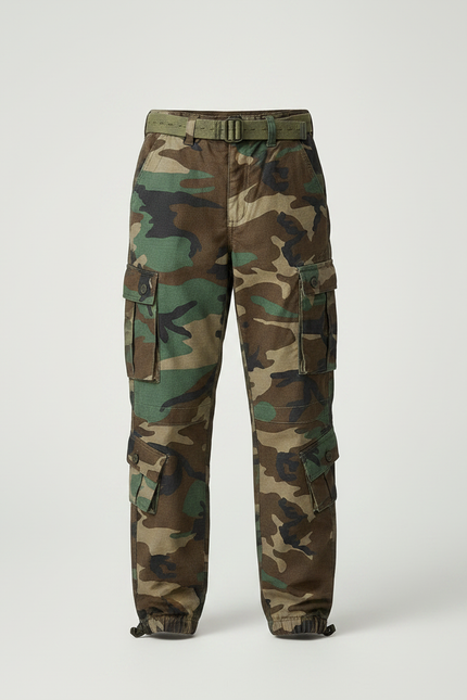 Pantalon Parachute Camouflage Cargo Ample Coton Enfant - Multicolore - vue 3