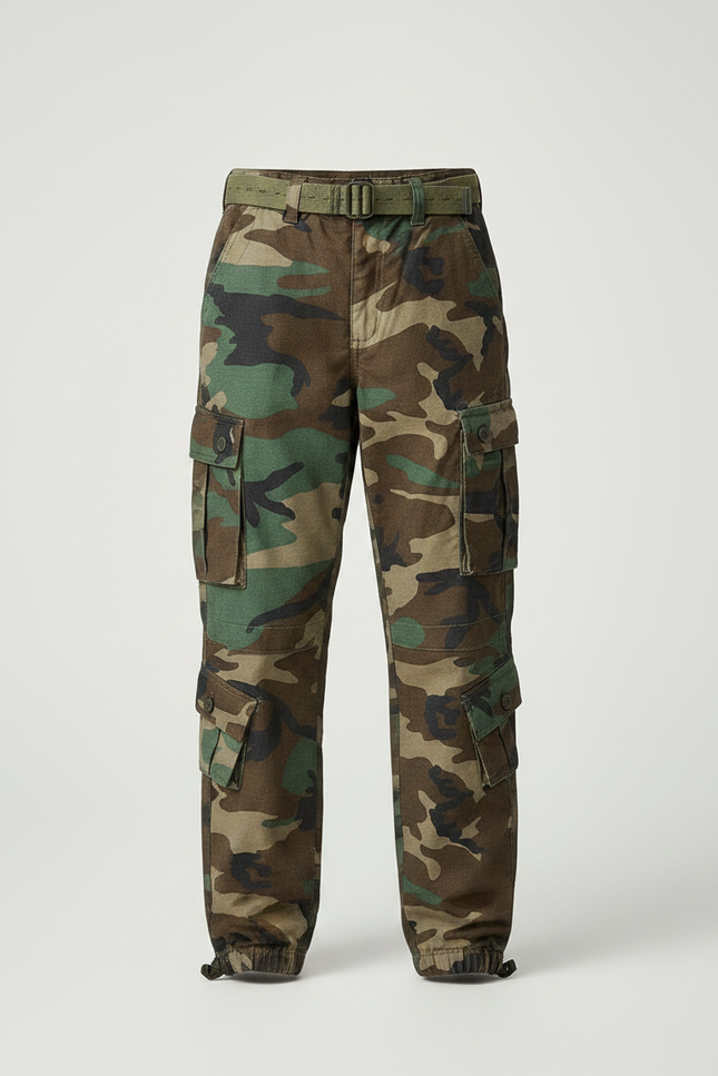 Pantalon Parachute Camouflage Cargo Ample Coton Enfant - Multicolore - vue 3