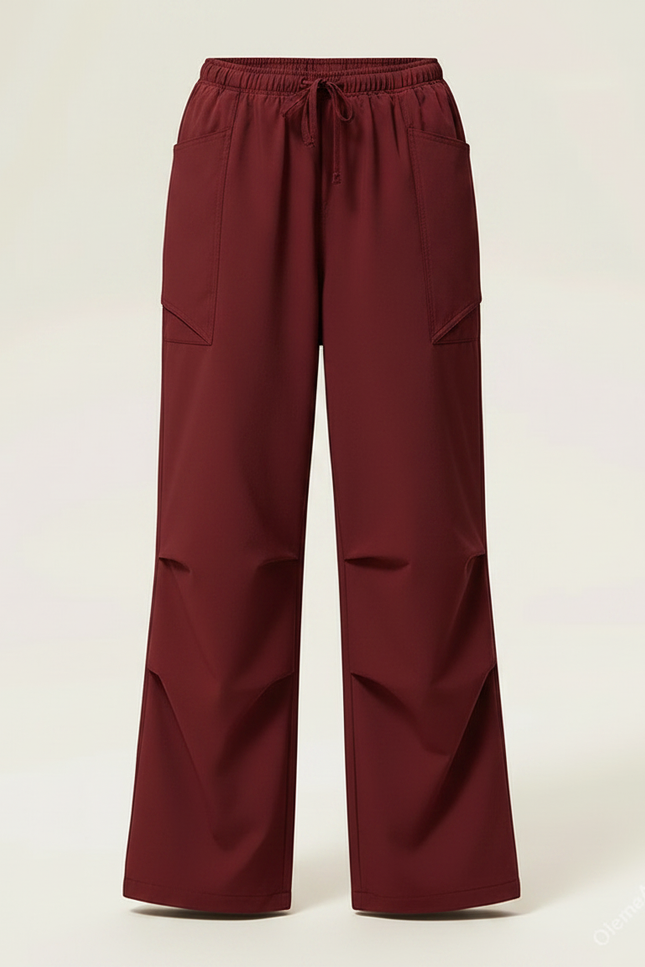 Pantalon Parachute Bordeaux Cargo Ample Décontracté - Polyester - vue 3