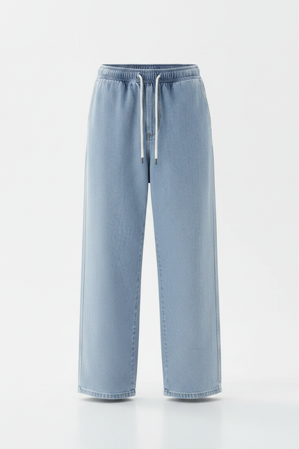 Pantalon Parachute Jean Ample Décontracté Homme Bleu Clair - vue 3