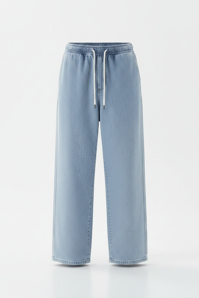 Pantalon Parachute Jean Ample Décontracté Homme Bleu Clair - vue 3